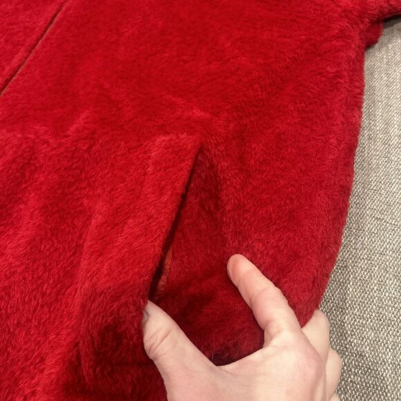 Eileen Fisher Jacket Womens Medium Wool Suri Alpaca Sheared Red Full Zip Pockets - Picture 5 of 6